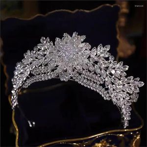 Hair Clips Baroque Luxury Snowflake Crystal Bridal Tiaras Crown Big Rhinestone Pageant Prom Diadem Bride Headbands Wedding Accessories