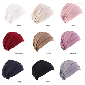 Berretti di berretti per donne Cappello per turbante della testa musulmana Cotone addensato perdita di capelli per la chemioterapia addormentata