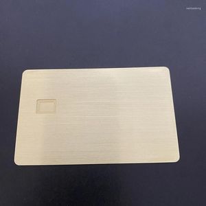 Dog Tag Selling 0.8MM Stainless Steel 4442 Chip Slot Brushed Gold Metal Blank Card With Magnetic Stripe