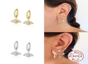 Hoop Huggie Aide 925 Sterling Silver Lucky Eye Huggies 9mm Hoops Earrings Women Luxury Zircon Clear Loop Circle Piercing Ohrring3206079