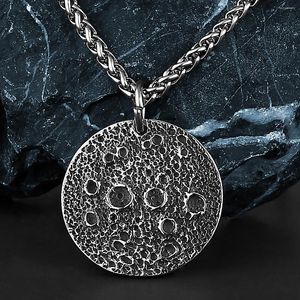 Pendant Necklaces Retro Moon Surface Coin Unisex Fashion Simple 316L Stainless Steel Necklace Gift Jewelry Wholesale