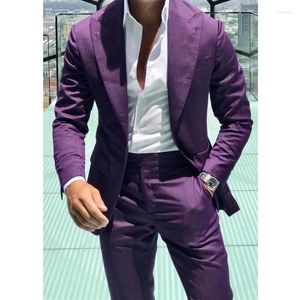 Ternos masculinos mais recente casaco de calça design masculino roxo verão casual 2 peças (jaqueta calça) fantasia homme jantar no casamento de casamento smoking