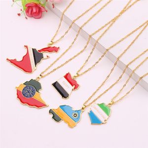 10pcs National Flag Map Pendant Necklace Jamaica North America South Africa Nigeria Egypt Fashion Jewelry Gifts For Women Kids Y1220 199v