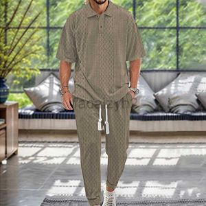 Herrspårar Streetwear 24 Spring/Summer Men's Casual Pants Flip Collar Jacquard Sticked Top Large Set Plus Size Set