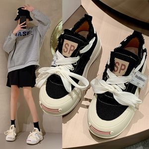 Open smile canvas shoes for women's summer new thick soled mixed board shoes Tiktok fashionable women's shoes