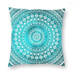Pillow Mandala Turquoise Covers Sofa Sofá Decoração Decorativa Padrão Floral Caixa Quadrada 45x45