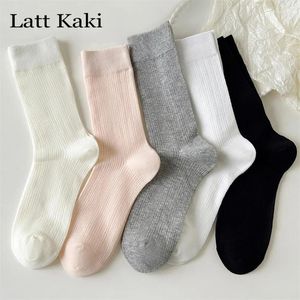 Frauen Socken 5 Paare Frau Feste Farbe Frühlingsnetz hohl aus, lockerer weißes weißes langes, einfaches, weich