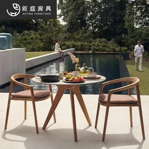 Camp Furniture Outdoor Simple Leisure Tables And Chairs Courtyard Anticorrosive Wood Garden Open-air Balcony Coffee Shop