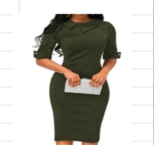 Vestido de moda elegante de mulher com babados meio manga para feminino para feminino longa Party Slim Fit Ziper Dress4458995