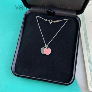 Kalp Kolye Kolye Kadın 3 Renk Lüks 925 Gümüş TT Zincirleri Kadın Kadın Kız Neckwear Pembe Kırmızı Aşk Mavi Kutu Takı 9918# Tasarımcı Sevgilisi Kolyeler