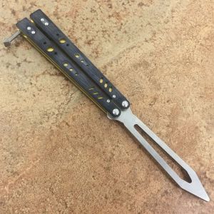 Theone Black BRS Rep Replicant Butterfly Trainer Knife G10+Titanium Handle D2 Blade Bushing System Jilt Free-Swinging EDC Knives