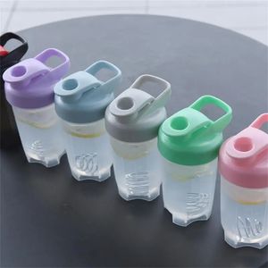 Cute Water Bottle For Girl Drink Leak Proof Sports Bottles Protein Shaker Mixing Cup Portable y240422