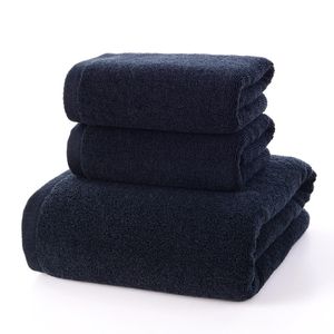 3pcs Wholesale Solid Terry Cotton Black Towel Set High Quality Small Face Hand Towel and Large Bath Shower Towels Bathroom Set 3217
