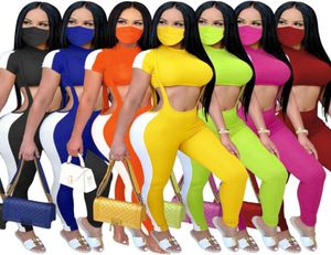 Women Tarcksuits 2 Piece Set Designer Maistexponerad kort ärm Suspender Trousers Club Tight Long Pants Casual Sports Suit6281014