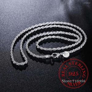 PENDANTI REALE 925 Gioielli fine degli uomini in argento sterling 3mm Collana a catena a corda attorcigliata per donne da 16-30 pollici collane