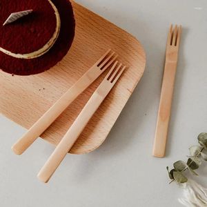 Gafflar 10st hemkök bar leveranser trä gaffel bestick kan användas för fruktsallader desserter eftermiddagste liten tårta lätt att bära