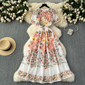 DONNE Abiti casual di base Summer Gorgeous Flower Holiday Dress Women Bohémien Giallo Flower Print On Short Short Short Long Piete Party Vestidos 2024