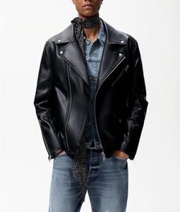 Herrenjacken Faux Leder Biker Jacke Modem Mode Mantel mit langem Ärmel für Männer