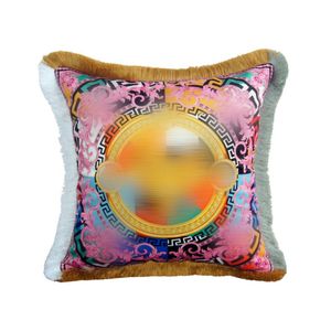 Luxury pillow case designer Signage classic pattern Double-sided printing tassel edge pillowcase cushion cover 50 50cm for home Christm 233L
