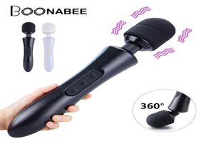 Magic AV Wand Vibrator Clitoris Stimulator USB Laddar Big Massager 20 Hastigheter Sexleksaker för kvinnor Firting Toy Adult Sex Shop LJ209508551