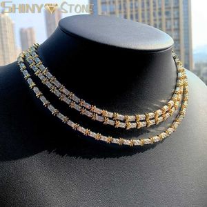 Pendant Necklaces 2024 New Ice Cross X-shaped Necklace Gold Silver 3MM Tennis Chain Cubic Zirconia CZ Charm Necklace Q240430