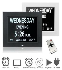 7 quot 8 Languages Digital Day Clock LED Calendar DayWeekMonthYear Electronic Alarm Clock for Impaired Vision People Home Dec1426107