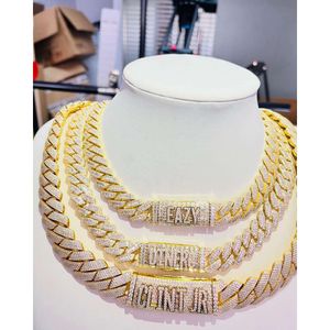 Passera diamanttestare 925 Sterling Silver VVS Baguette Moissanite Iced Shape Miami Cuban Link Chain Necklace
