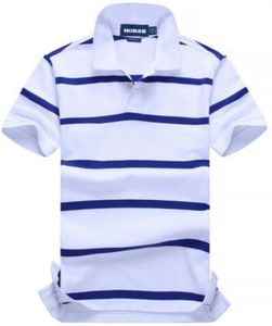 男性の縞模様のポロシャツ小さなポニー刺繍アマンスタイルメンズポロスサマーカジュアルティーシャツターンダウンカラー衣類blue6057025