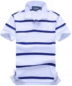 Män randiga polo skjortor liten ponny broderi aman stil herr polos sommar casual tee skjorta vridning krage kläder blå6057025