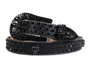 Cintos strass em cinturão de caveira preta ocidental diamante para homens Menas de moda fivela de jeans cool de cowboy ceinture femme298e1845473