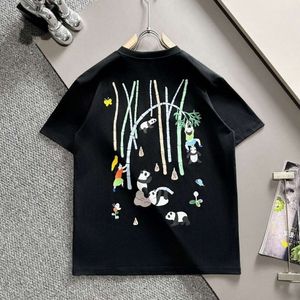 Designer Luxury loes Classic 24 Spring/summer new fashion brand embroidered panda casual round neck short sleeve cotton men's and women's loose trendy T-shirt