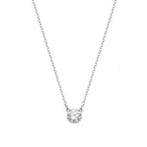 neckless for woman Swarovskis Jewelry Matching Round Silver Single Diamond Necklace Female Swarovski Element Crystal Clavicle Chain Female