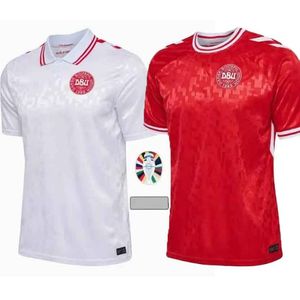2024 25 Jerseys de futebol da Dinamarca Eriksen Home Red Away White 24 25 Hojbjerg Christensen Skov Olsen Braithwaite Dolberg Futebol Camisas de futebol uniformes