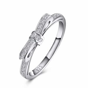 Cluster Rings Beautiful Retre ring Zircon Crystal Bow tie pretty fashion Wedding 925 Sterling Silver women Lady Ring jewelry R992 H240504