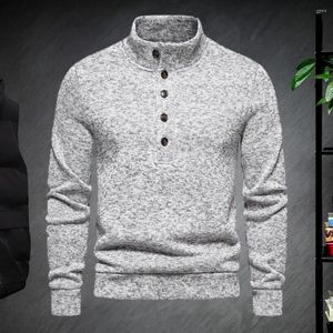 Men's Sweaters Lightweight Men Sweater Comfortable Pullover Turtleneck Button Down Autumn Winter Solid Color Long For Casual