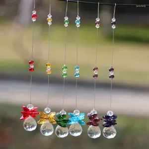 Dekoratif figürinler 6pcs/lot gökkuşağı kristal suncatcher asılı feng shui top prizmaları kolye ev dekorasyon