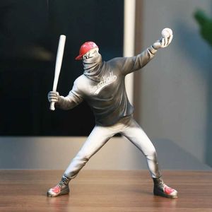 Dekorativa föremål Figurer Harts England Street Abstract Art Statue Sculpture Figur Baseball Figure Toy Study Room Home Interiör Dekoration T240505