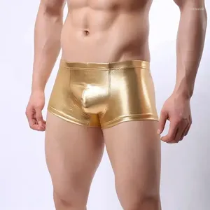 Underpants Gays U Convex Pouch Underwear Men Patent Leather Pants Fashion Bottom Panties Youth Sexy Boxer Shorts