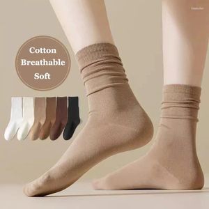 Frauen Socken Frauen Herbst Winter Casual White Idle Color Basic atmable Clean Clean Japan Style Crew weiblich locker