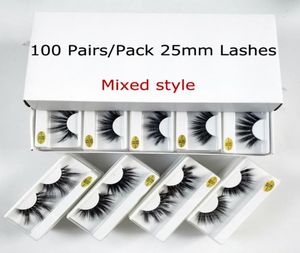 Whole 25mm Lashes 203050100 Pairs 25 mm False Eyelashes Thick Strip Mink Lashes Makeup Dramatic Long Mink Eyelashes Bulk3261925