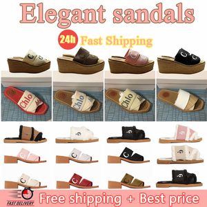 Luxury Sandals Famous Designer Women Slippers Woody Slides Platform Soft Shoes Linen High Heel Sandale summer beach linen platform