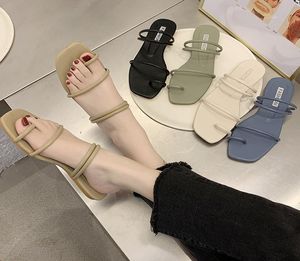 여름 발가락 발성 패션 슬리퍼 여성 2020 New Women 's Shoes 캐주얼 2 마모 평평한 바닥 편안한 샌들 여성 7137145