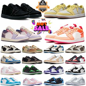 Kostenloser Versand 1 Low -Basketball -Schuhe Männer Frauen Golf Olive Schwarz Phantom Mocha Voodoo Panda Lucky Green Borde Bordeaux Arctic Punch Herren Trainer Sport Sneaker