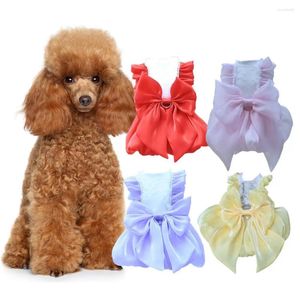 Dog Apparel Adorable Pet Dress With Flowing Gauze And Bowknot Soft Comfortable Stylish Large Bow Spring Supply Accessories Gaots