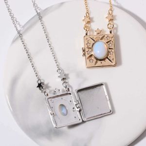 Pendant Necklaces 2024 INS Fashion Plaza Star Moon Photo Frame Pendant Necklace Picture Frame Party Jewelry Accessories Gift Q240430