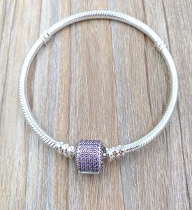 Signature Clasp Bracelet Fancy Purk Cz Authentic 925 Sterling Silver Fits European Style Jewelry Charms & Beads Andy Jewel 590723CFP3427877