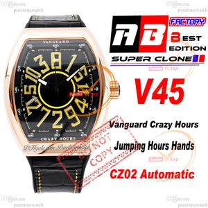 Vanguard Crazy Hours CZ02 Автоматические мужские часы емкостью розовое золото черный циферблат 3D желтый номер Маркеры Gummy Strap Super Ediiton Puretime Reloj Hombre Montre Hommes Ptfm