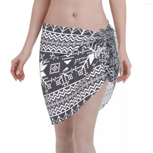 Sexy Women Geometric Pattern Boho Perspective Short Sarongs Swimsuit Coverups Bikinis Cover-Ups Skirts Beach