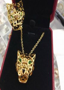 CZ Diamond Animal Leopard Pendants Long Halsband Designer 18K Gold Plated Party Jewelry for Wome7108312