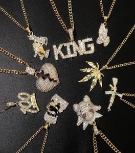 20 stylów Punk Hiphop Litera Pełna diamentowa naszyjnik wisiorek dla mężczyzn Plane naszyjniki wisiorki raper biżuterii